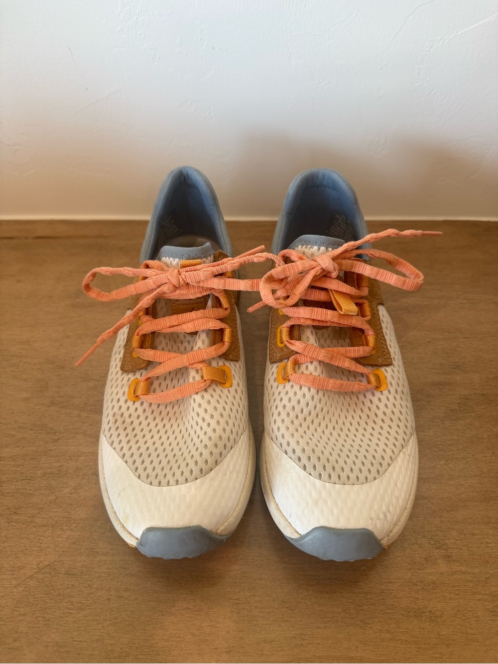 OluKai Women's Cream Mesh Athletic Shoes with Coral Laces